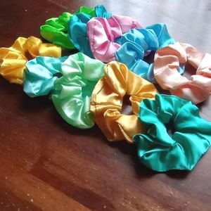 10pc Satin Scrunchies Multi Color Pack Lot Hair Ties